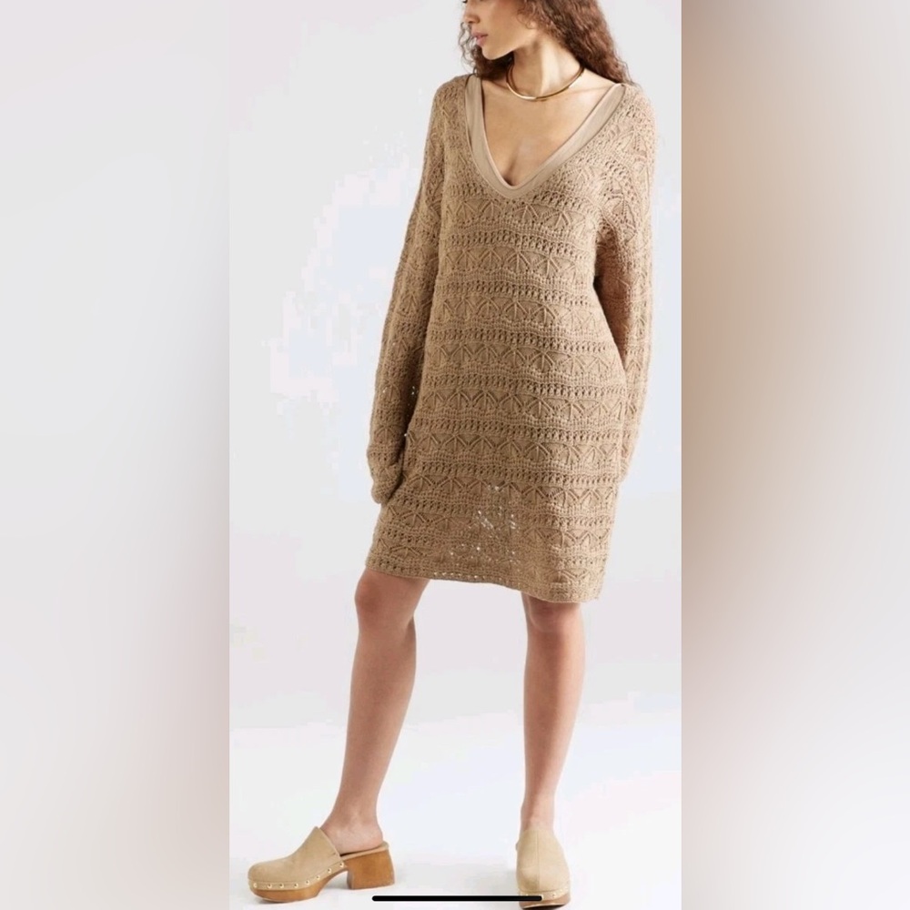 NWT IRO Lizami Crochet Mini-Dress in Cappucino - oversized small - $355 MSRP